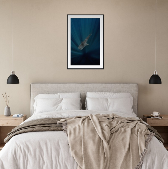 WHALE SHARK IN THE DARKNESS - WOODEN FRAME