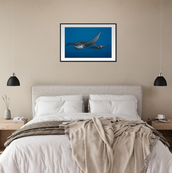 THE FLIGHT OF SPOTTED EAGLE RAYS - WOODEN FRAME