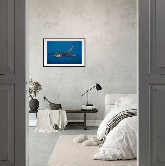 THE FLIGHT OF SPOTTED EAGLE RAYS - WOODEN FRAME